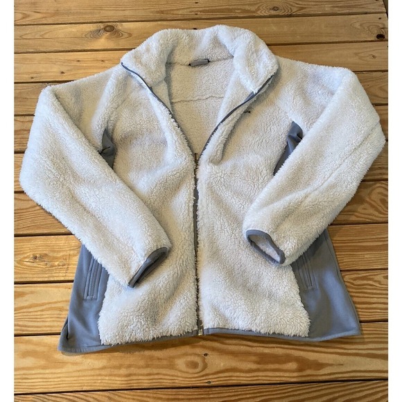 Columbia Fuzzy Fleece Jacket Size Large Women’s White Full Zip - Picture 1 of 8